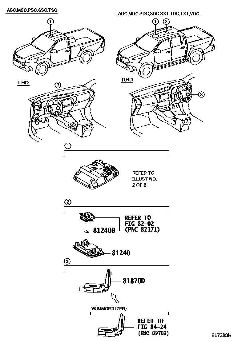 Toyota HILUX 车内灯 EPC diagram — 817388H