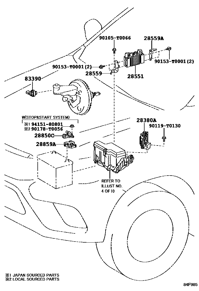 Toyota HILUX 开关和继电器和ECU EPC diagram — 84F985