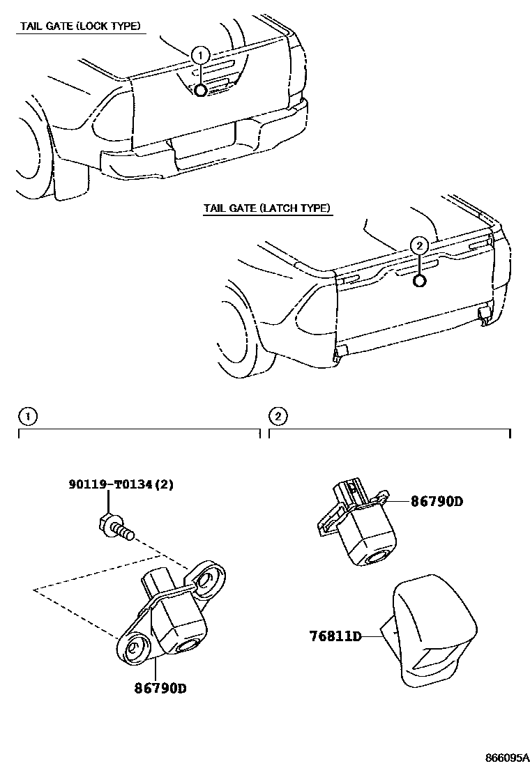 Toyota HILUX 倒车影像和摄像头 EPC diagram — 866095A