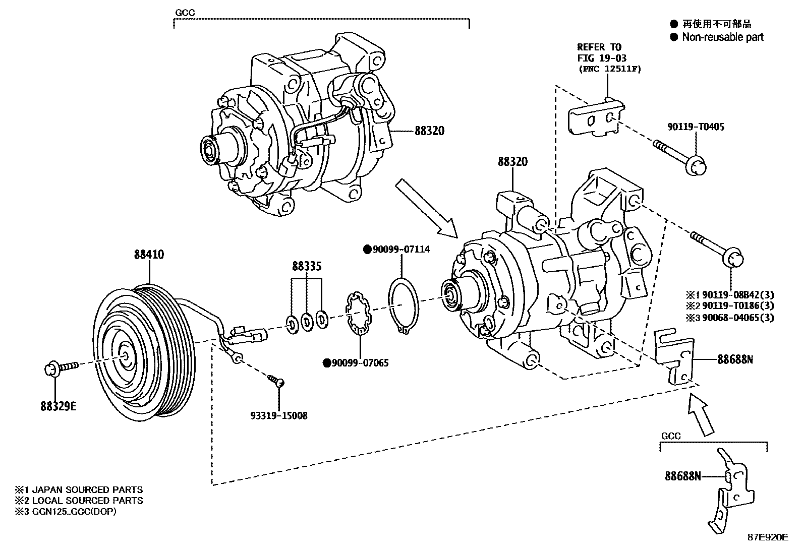 Toyota HILUX Heating & Air Conditioning - Compressor EPC diagram — 87E920E