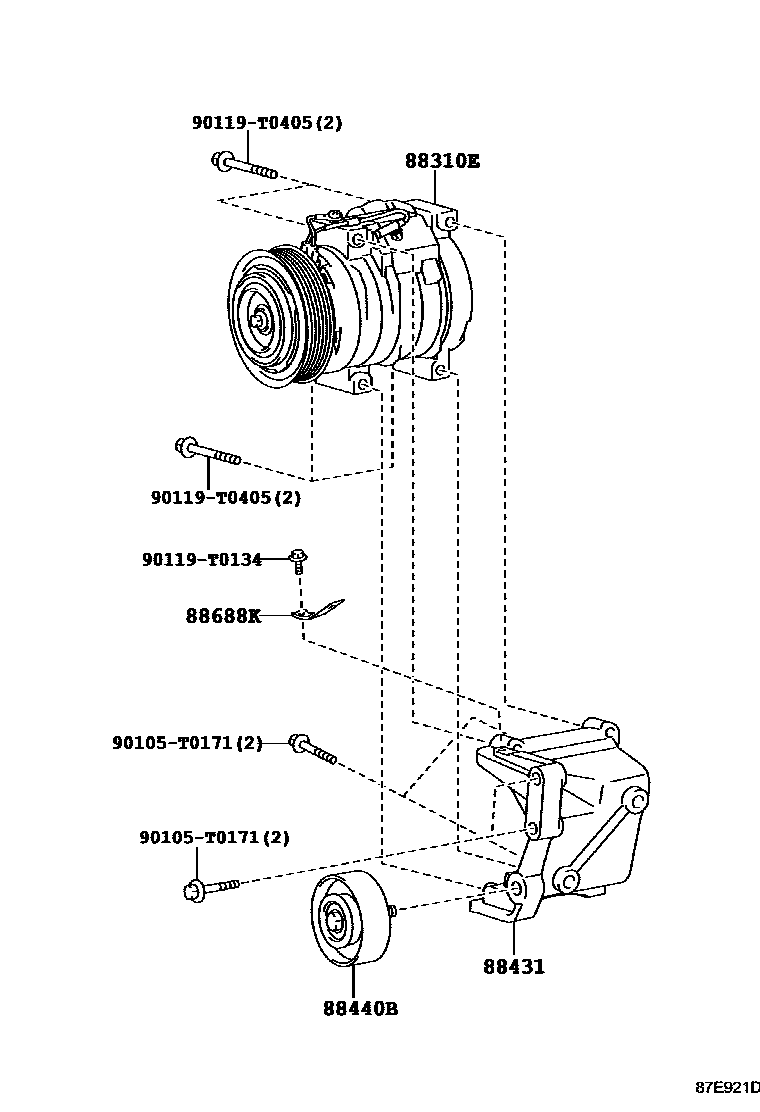 Toyota HILUX Heating & Air Conditioning - Compressor EPC diagram — 87E921D