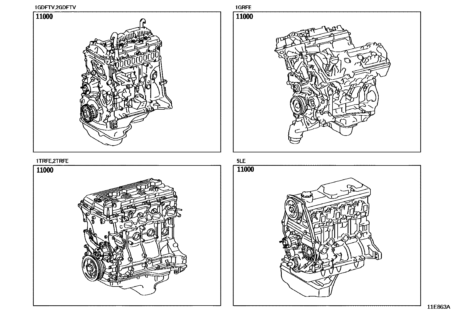 Toyota HILUX Partial Engine Assembly EPC diagram — 11E863A