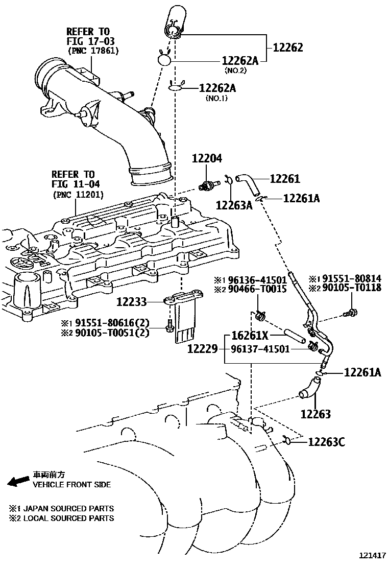 Toyota HILUX Ventilation Hose EPC diagram — 121417