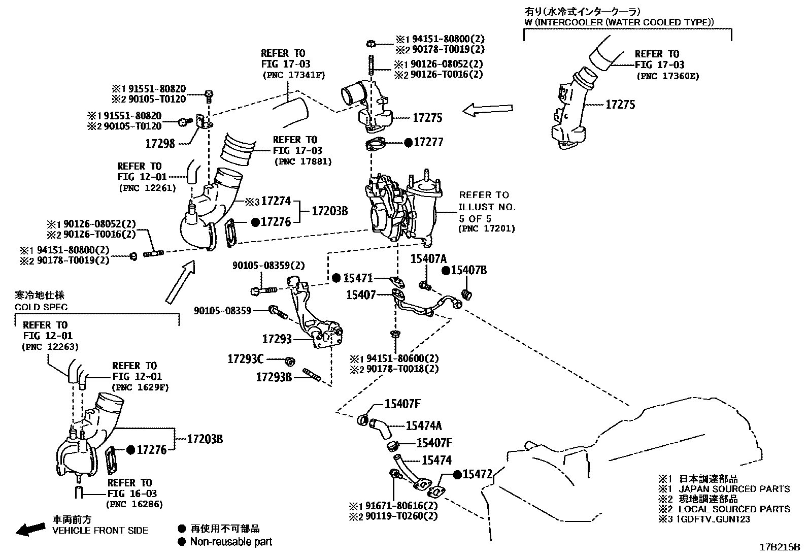 Toyota HILUX Manifold EPC diagram — 17B215B