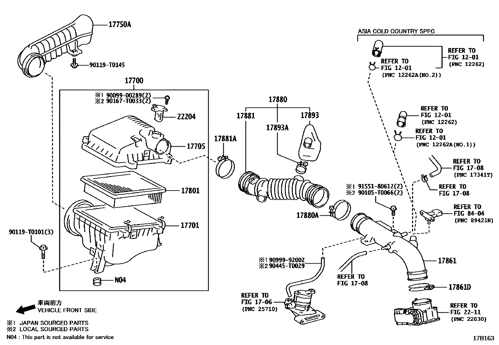 Toyota HILUX Air Cleaner EPC diagram — 17B163