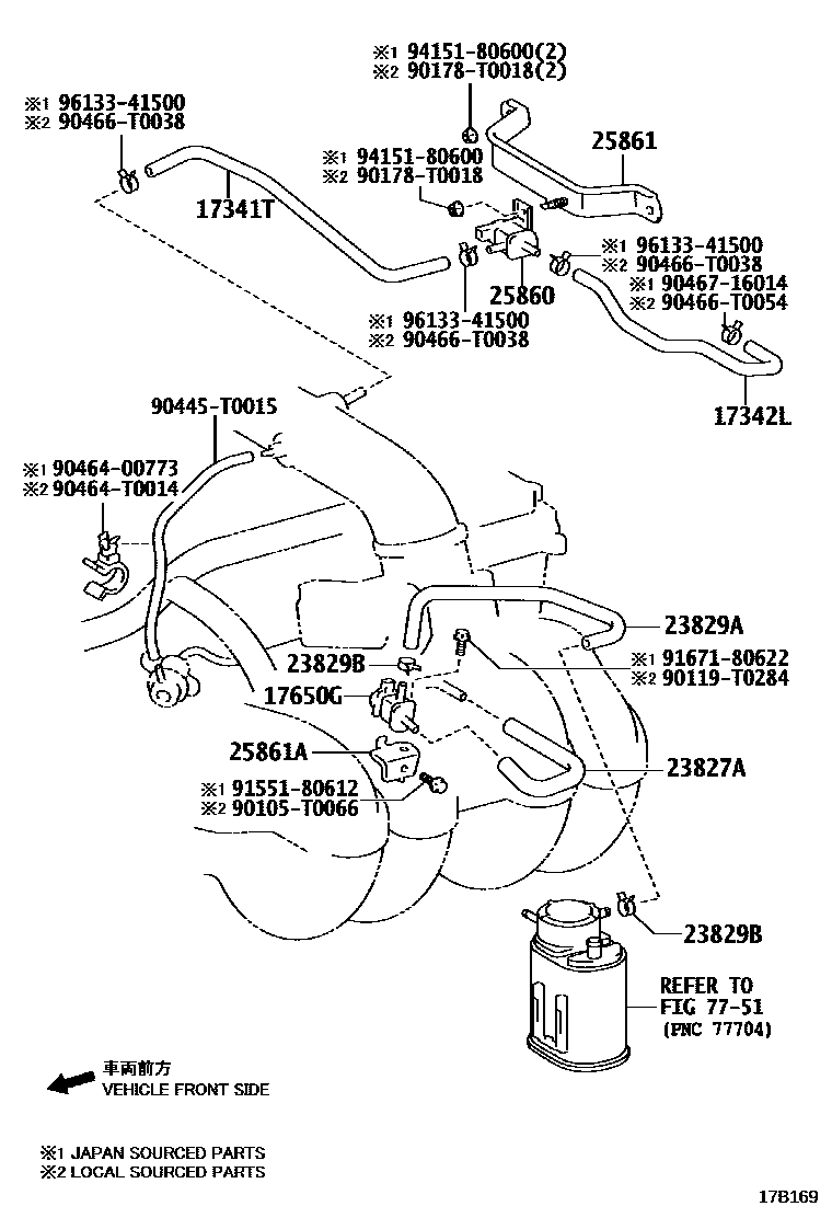 Toyota HILUX vacuum tube EPC diagram — 17B169