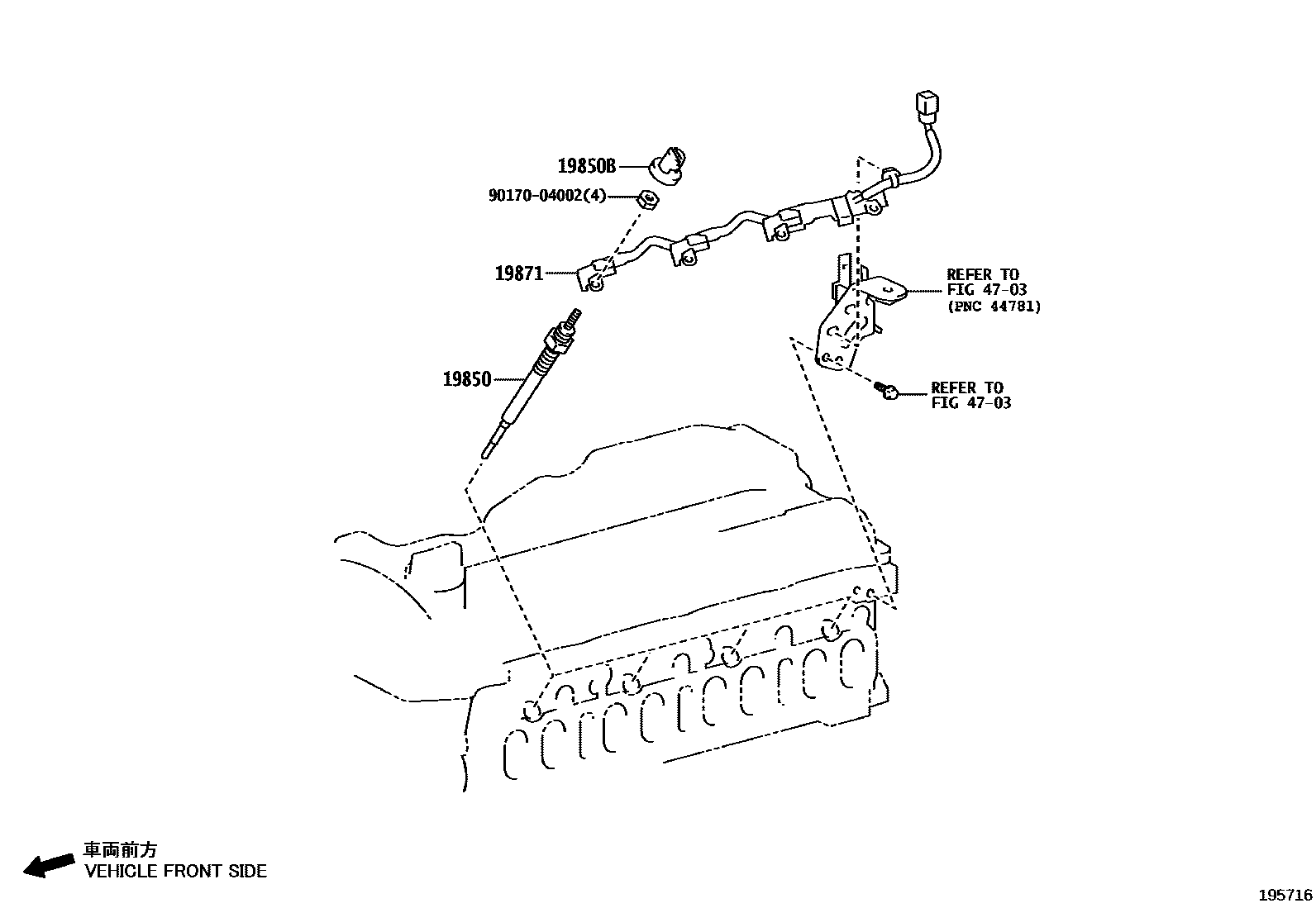 Toyota HILUX 点火线圈和火花塞 /电热塞 EPC diagram — 195716