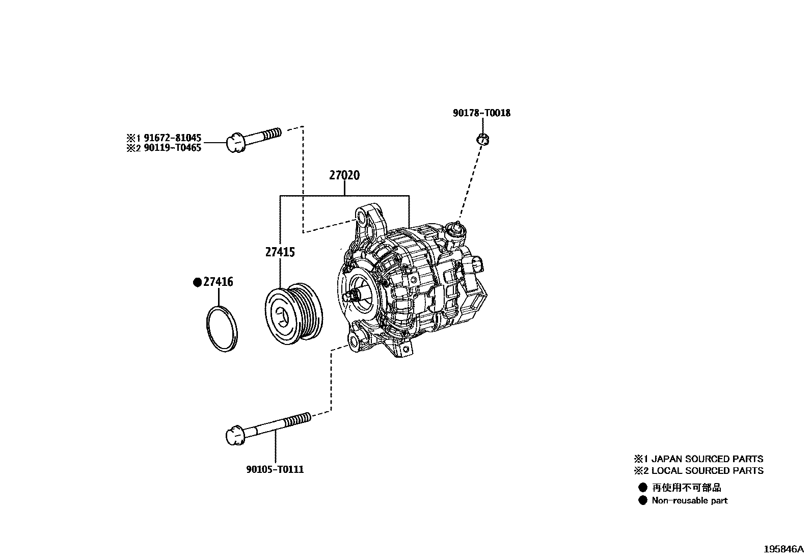 Toyota HILUX Alternator EPC diagram — 195846A