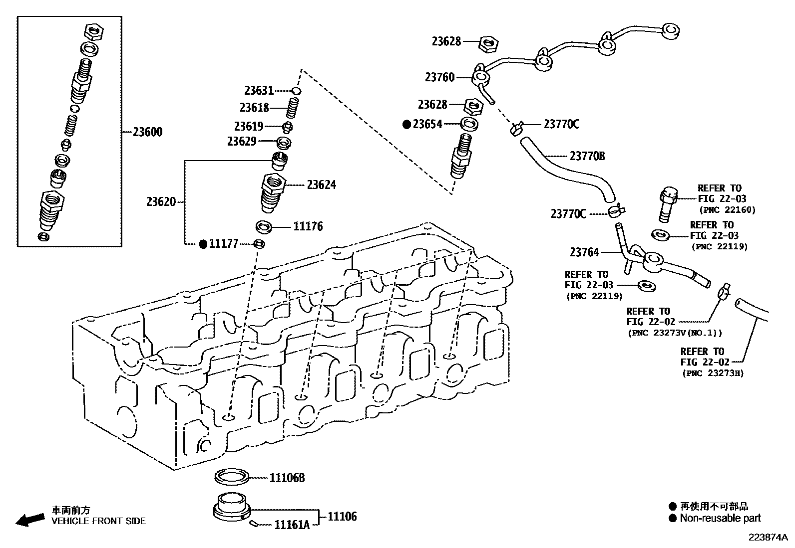Toyota HILUX 喷油嘴 EPC diagram — 223874A