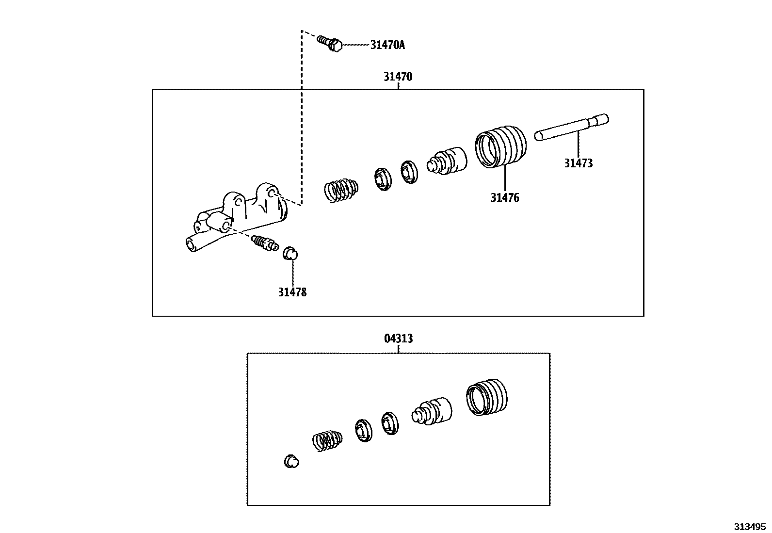 Toyota HILUX 离合器分离缸 EPC diagram — 313495