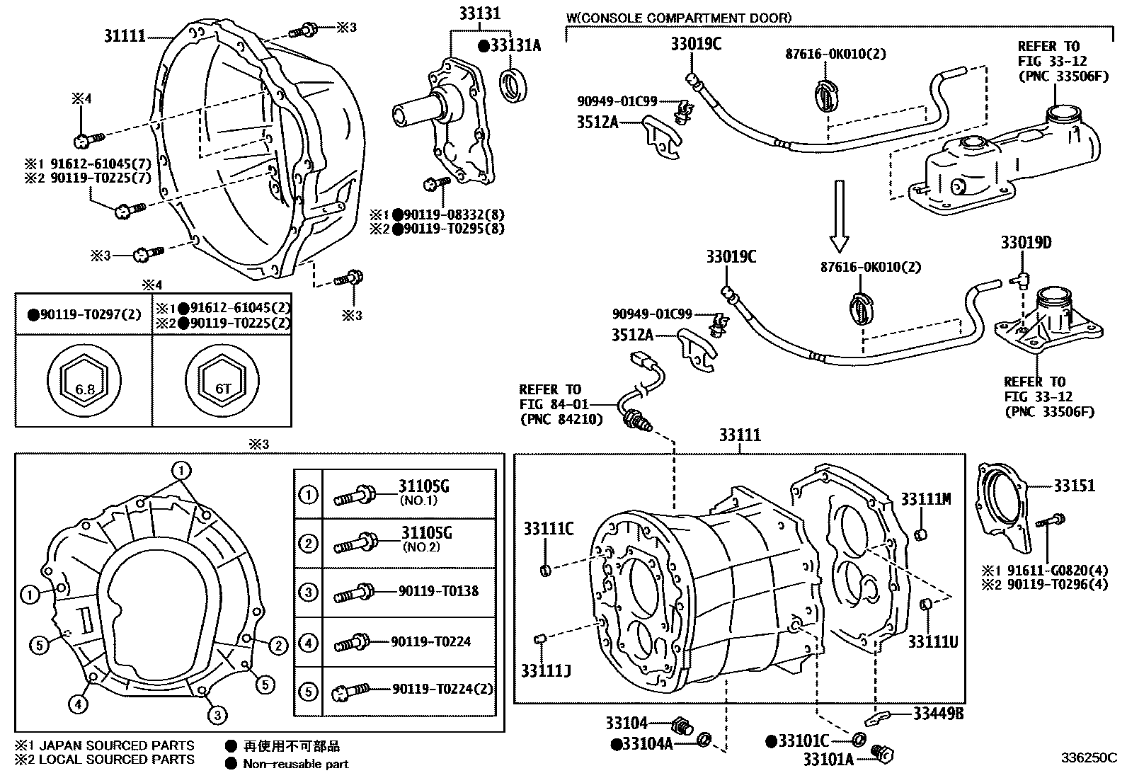 Toyota HILUX 离合器壳和变速器壳(MTM) EPC diagram — 336250C