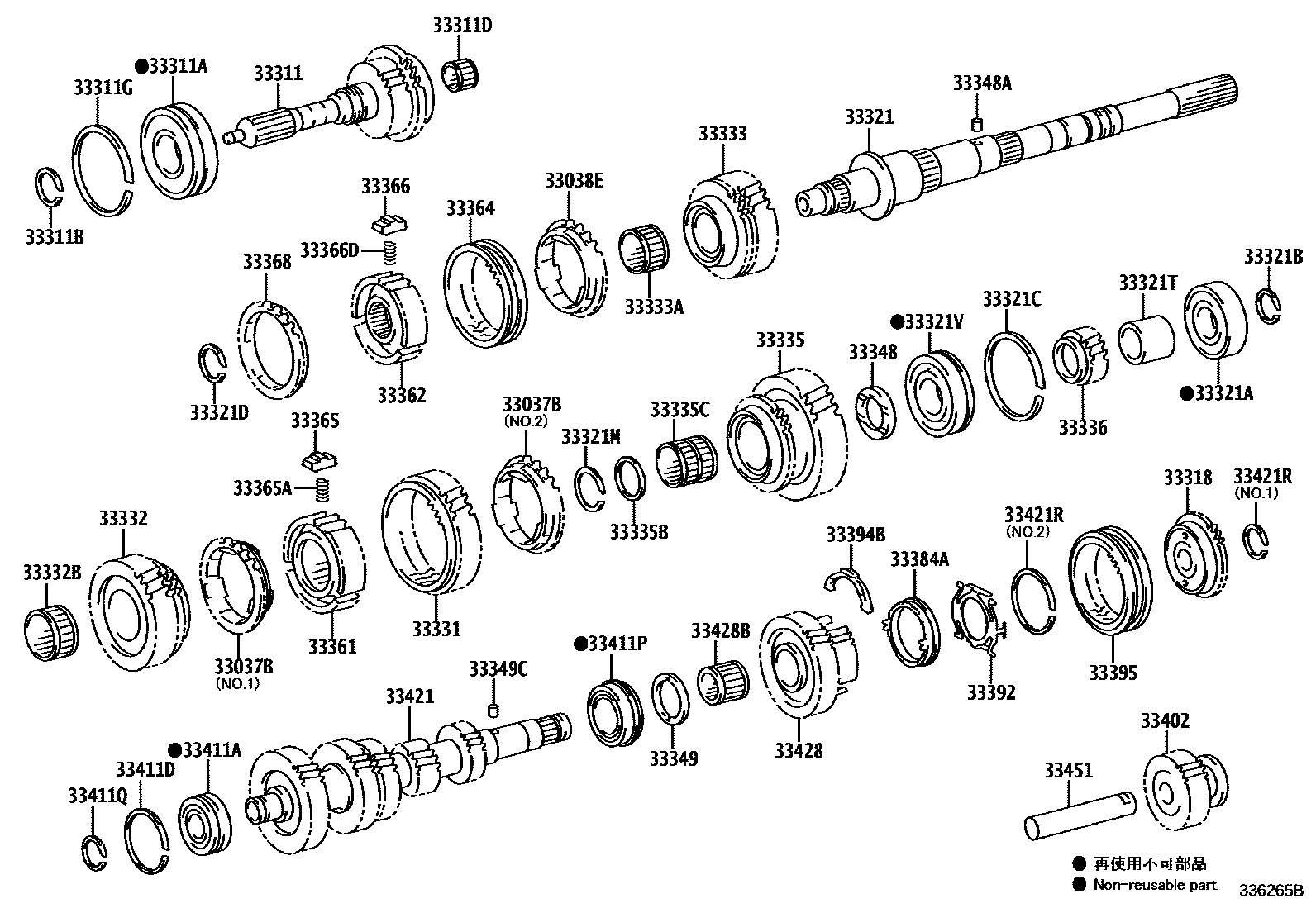 Toyota HILUX 变速器齿轮(MTM) EPC diagram — 336265B