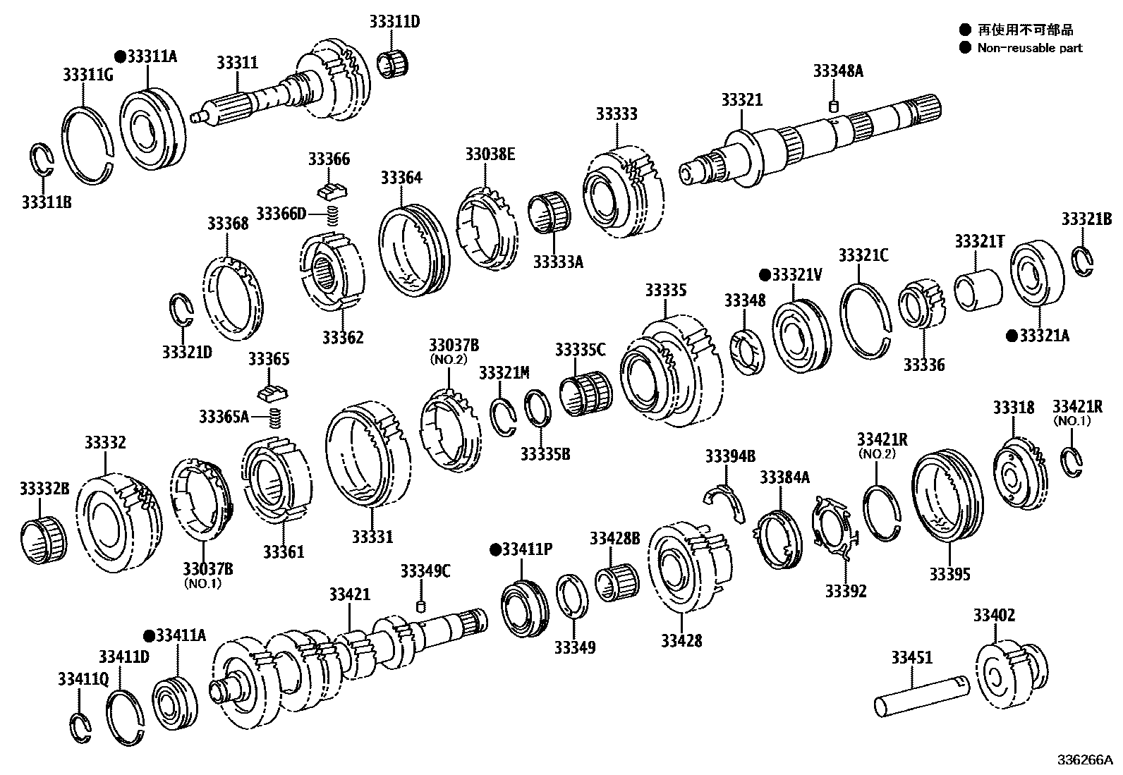Toyota HILUX 变速器齿轮(MTM) EPC diagram — 336266A