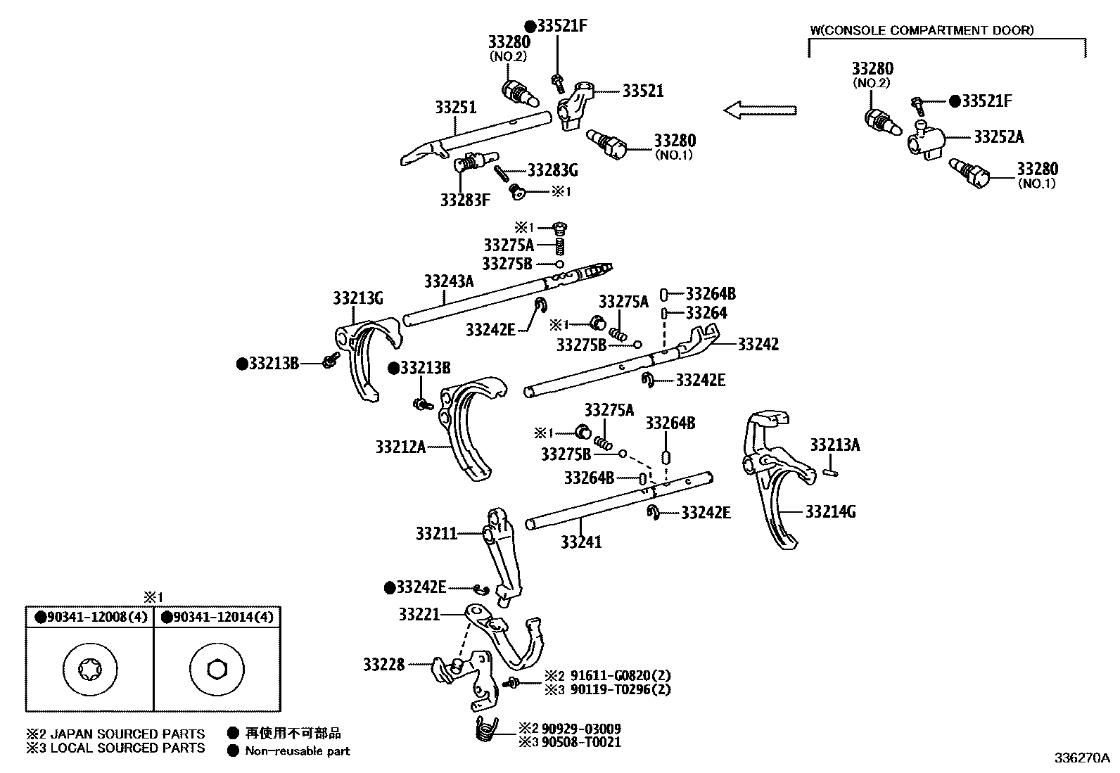 Toyota HILUX 换档拨叉和换档杆轴(MTM) EPC diagram — 336270A