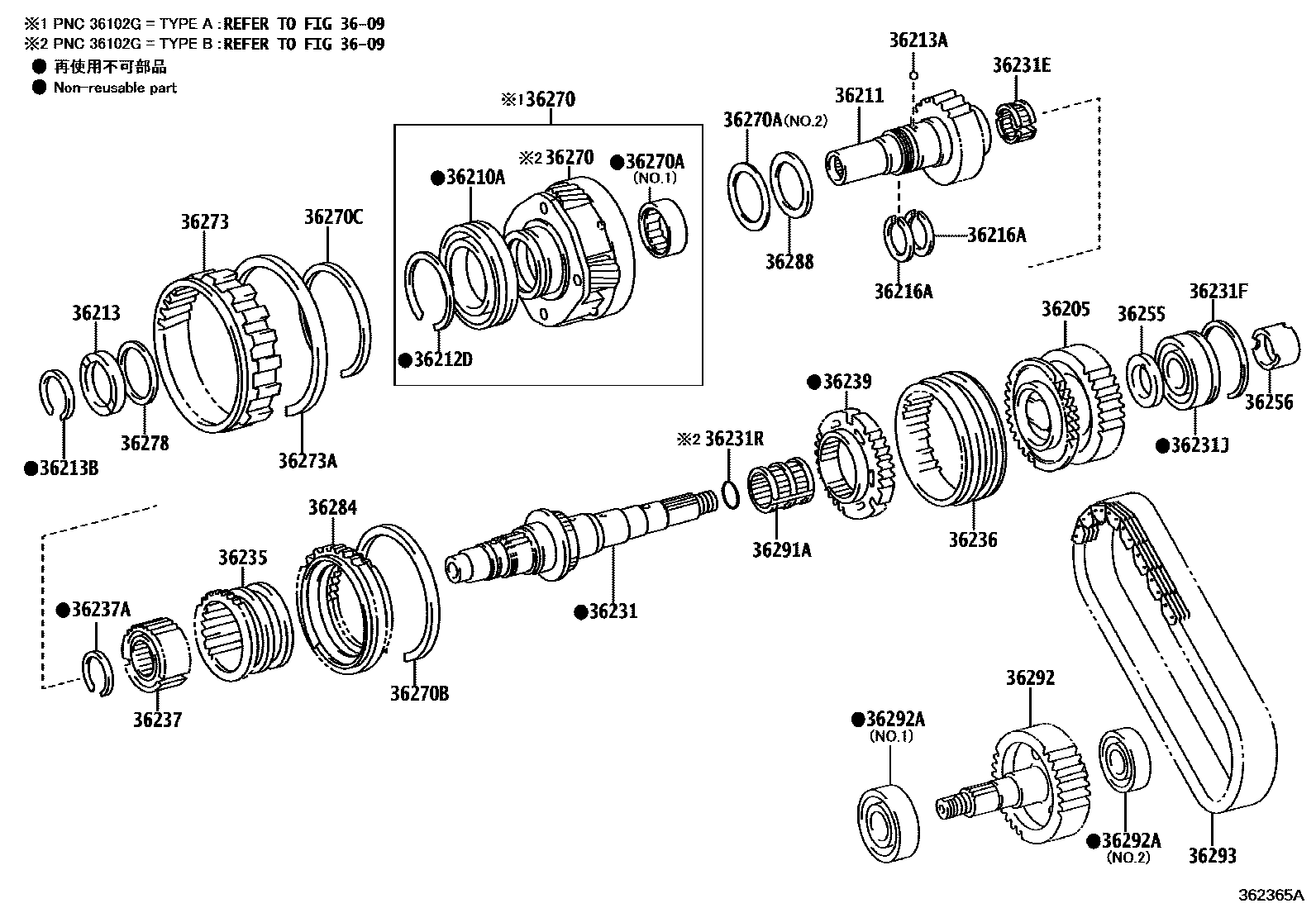 Toyota HILUX Transfer Gear EPC diagram — 362365A