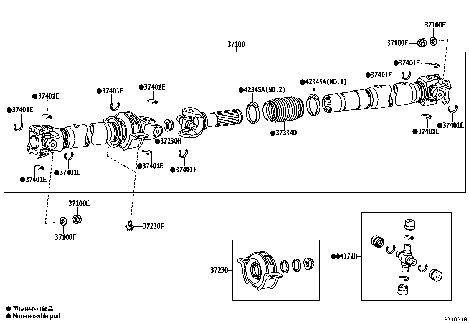 Toyota HILUX Propeller Shaft & Universal Joint EPC diagram — 371021B