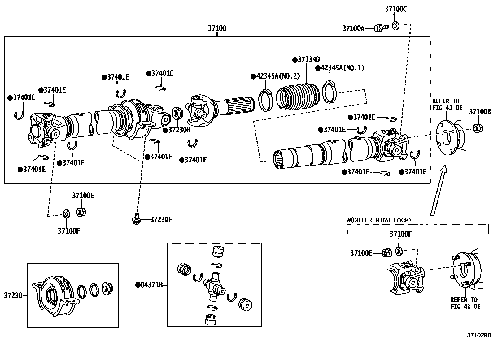 Toyota HILUX Propeller Shaft & Universal Joint EPC diagram — 371029B