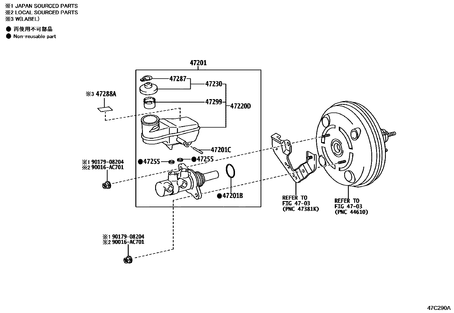 Toyota HILUX 制动总泵 EPC diagram — 47C290A