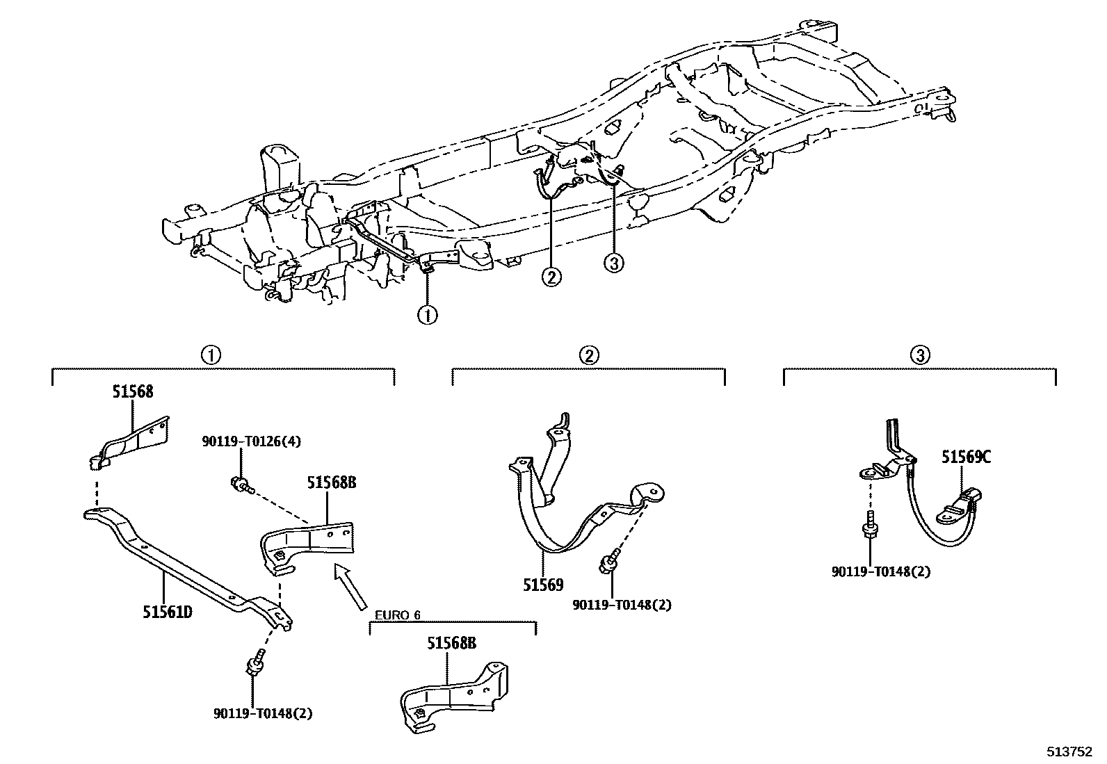 Toyota HILUX 车架 EPC diagram — 513752