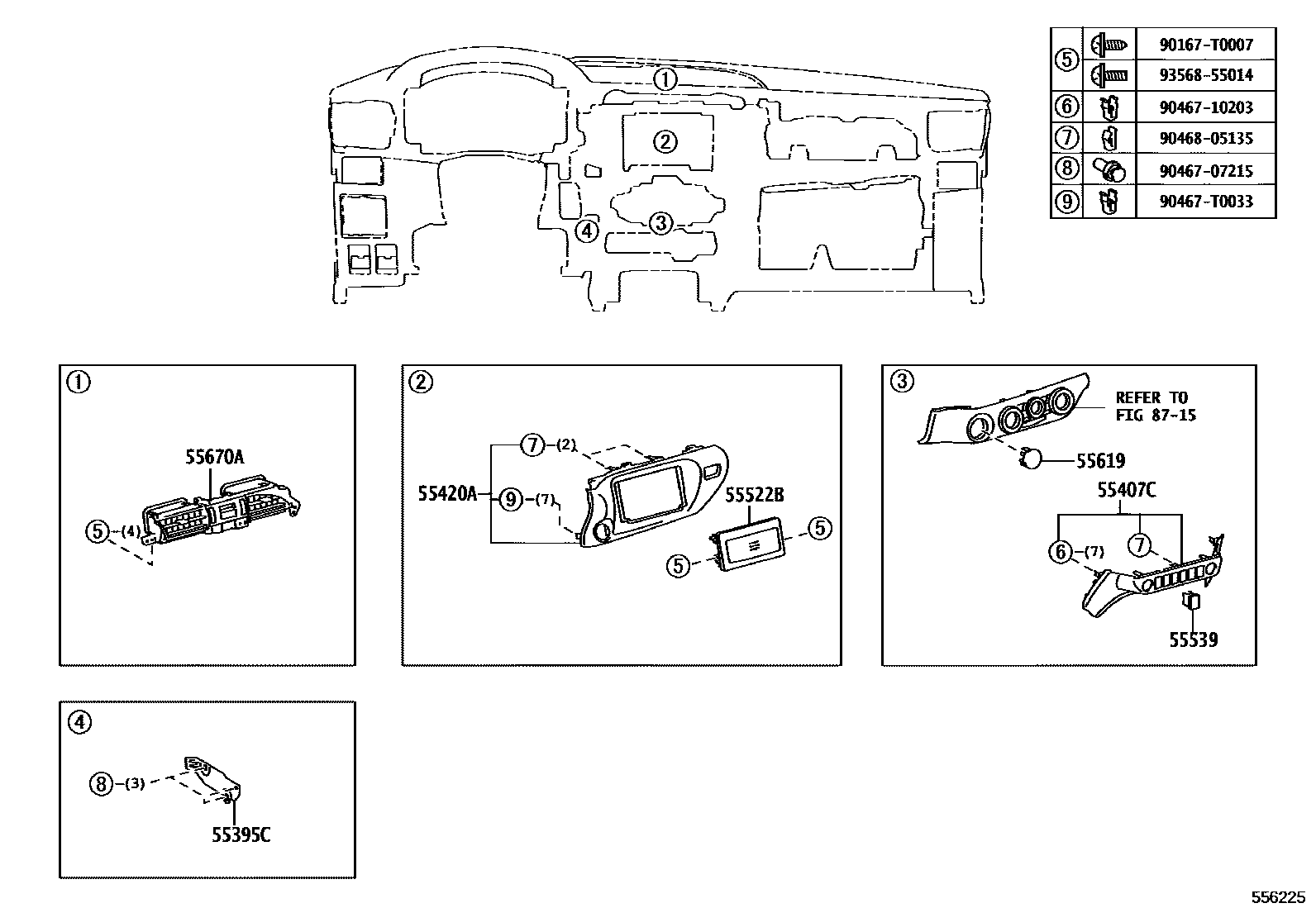 Toyota HILUX 仪表板和手套箱 EPC diagram — 556225