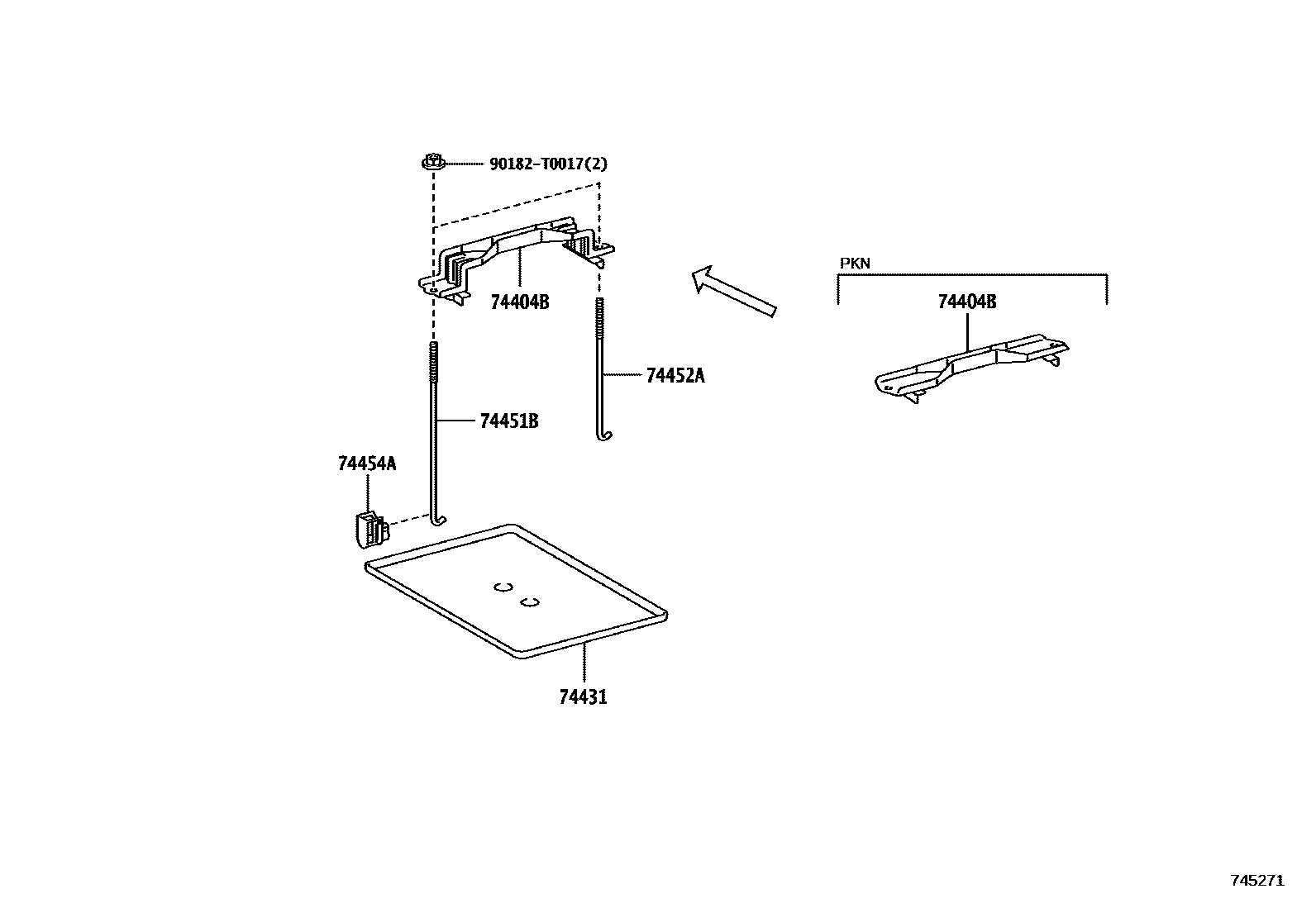 Toyota HILUX battery holder EPC diagram — 745271