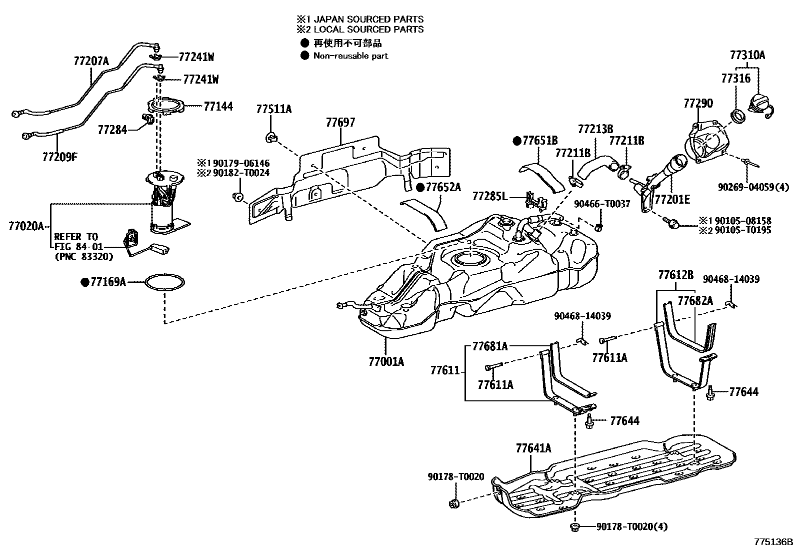 Toyota HILUX 燃油箱和燃油管 EPC diagram — 775136B