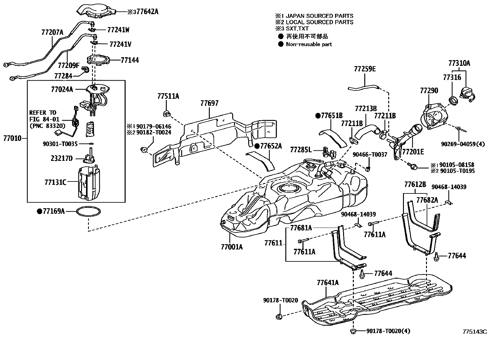 Toyota HILUX 燃油箱和燃油管 EPC diagram — 775143C