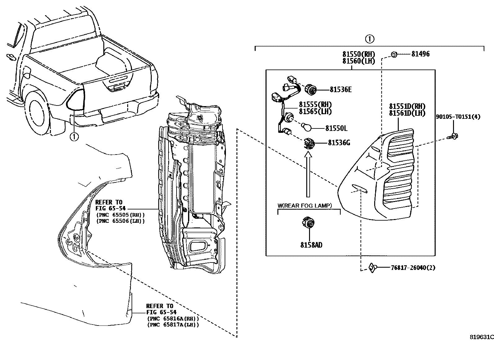 Toyota HILUX 后组合灯 EPC diagram — 819631C