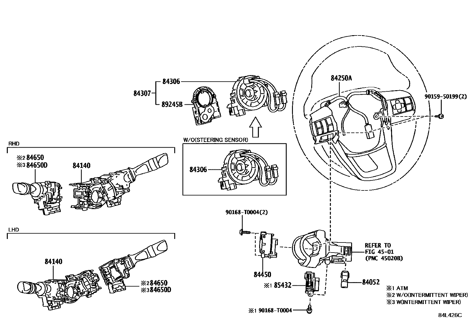 Toyota HILUX 开关和继电器和ECU EPC diagram — 84L426C