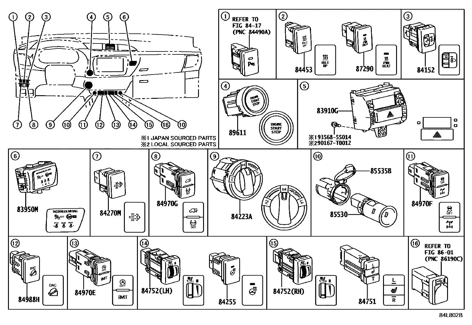 Toyota HILUX 开关和继电器和ECU EPC diagram — 84L802B