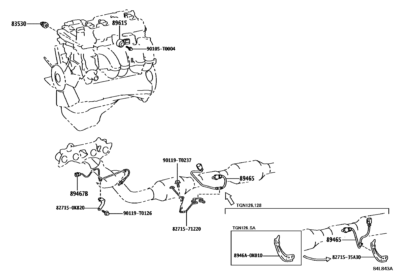 Toyota HILUX 开关和继电器和ECU EPC diagram — 84L843A