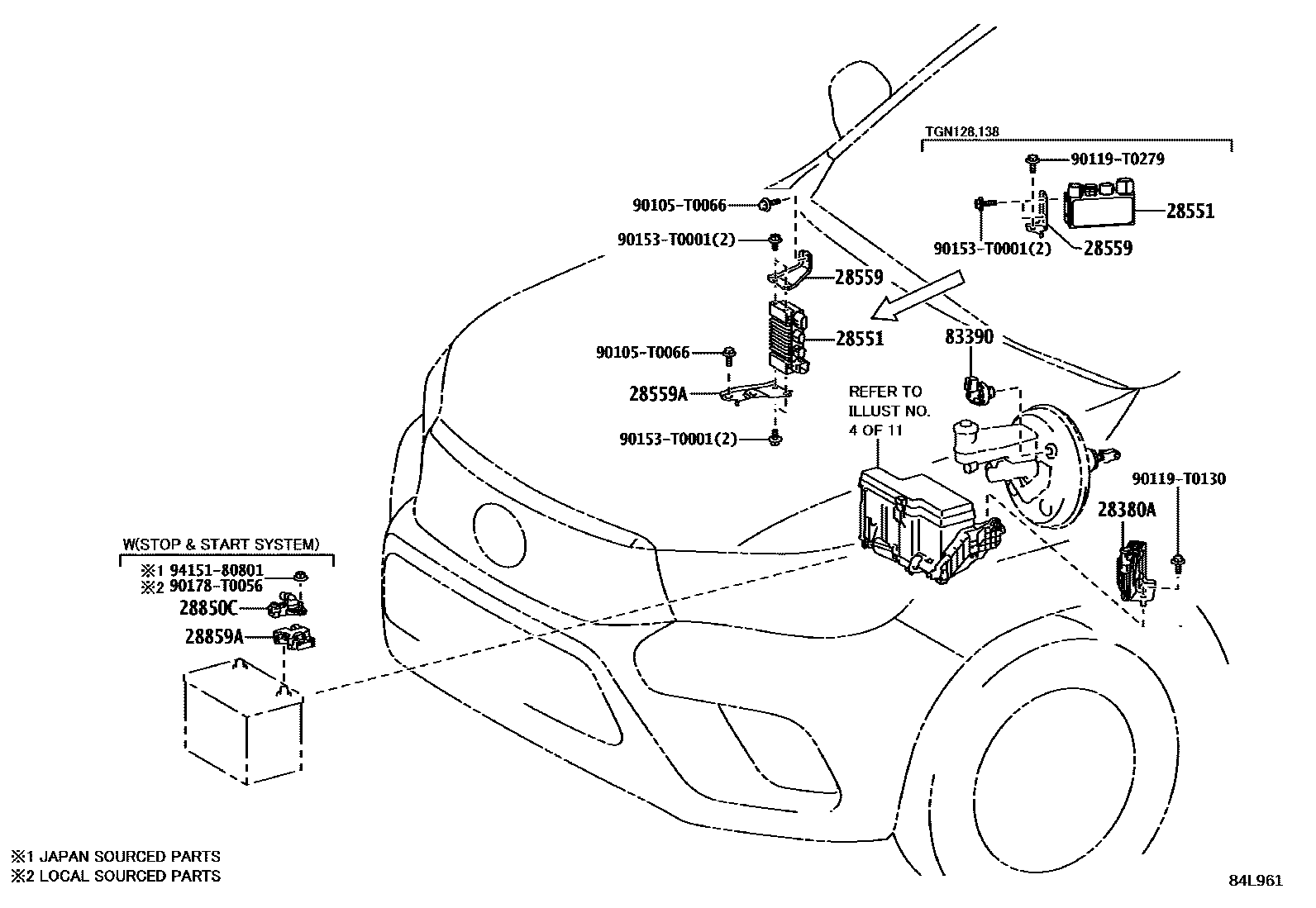 Toyota HILUX 开关和继电器和ECU EPC diagram — 84L961