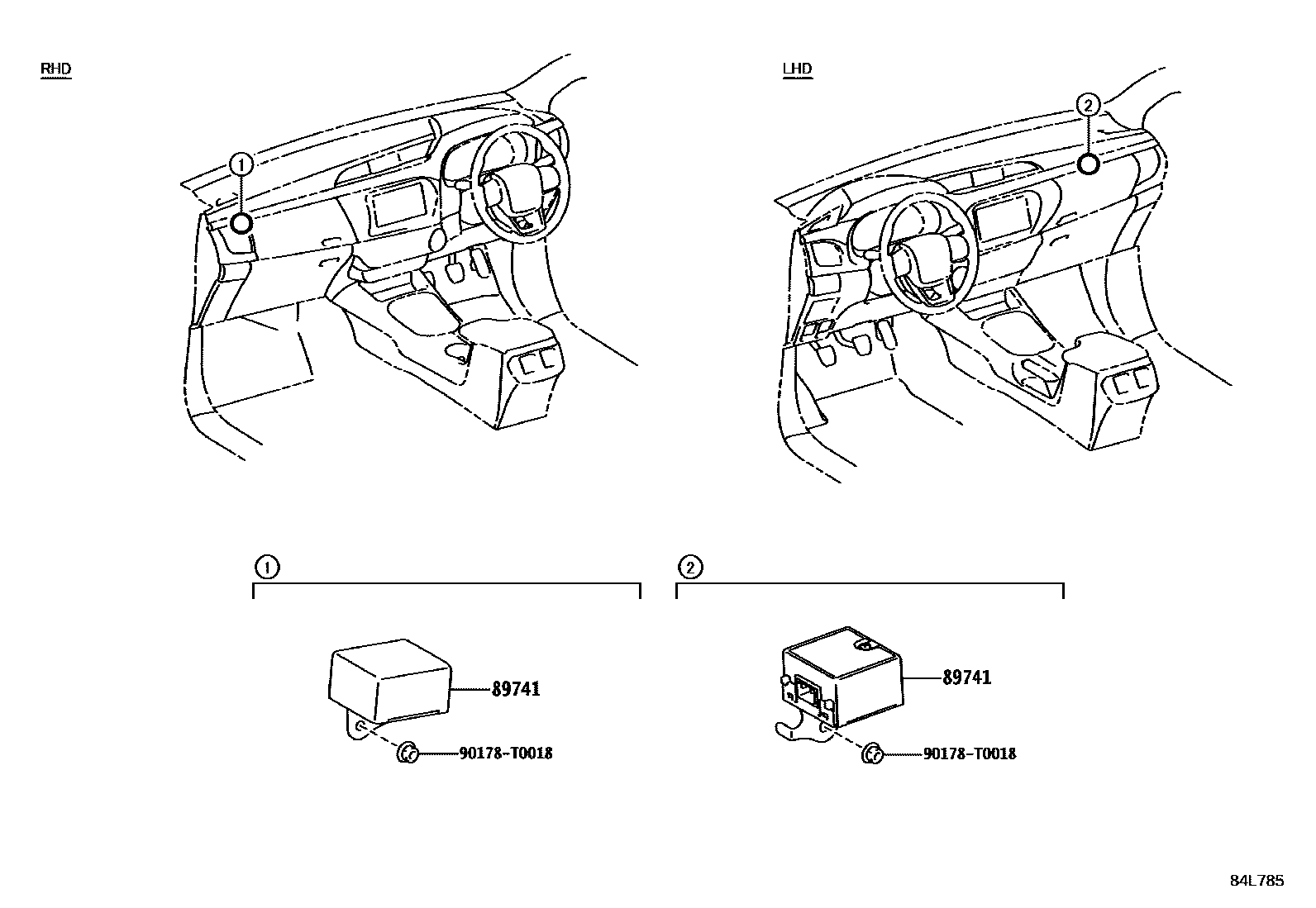 Toyota HILUX 遥控门锁 EPC diagram — 84L785