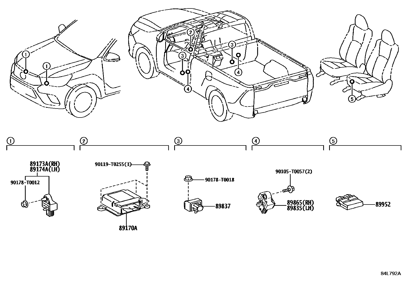 Toyota HILUX 空气囊 EPC diagram — 84L792A