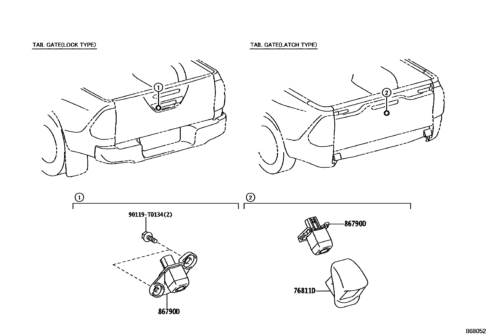 Toyota HILUX 倒车影像和摄像头 EPC diagram — 868052