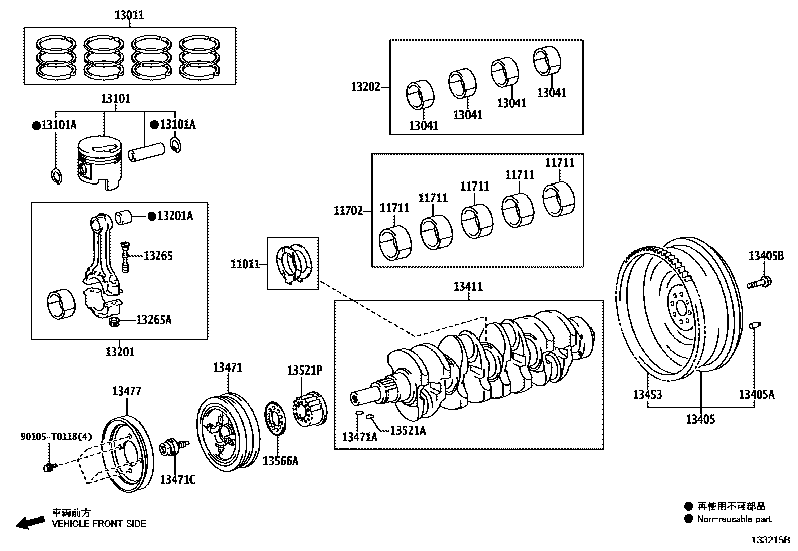 Toyota HILUX Crankshaft & Piston EPC diagram — 133215B
