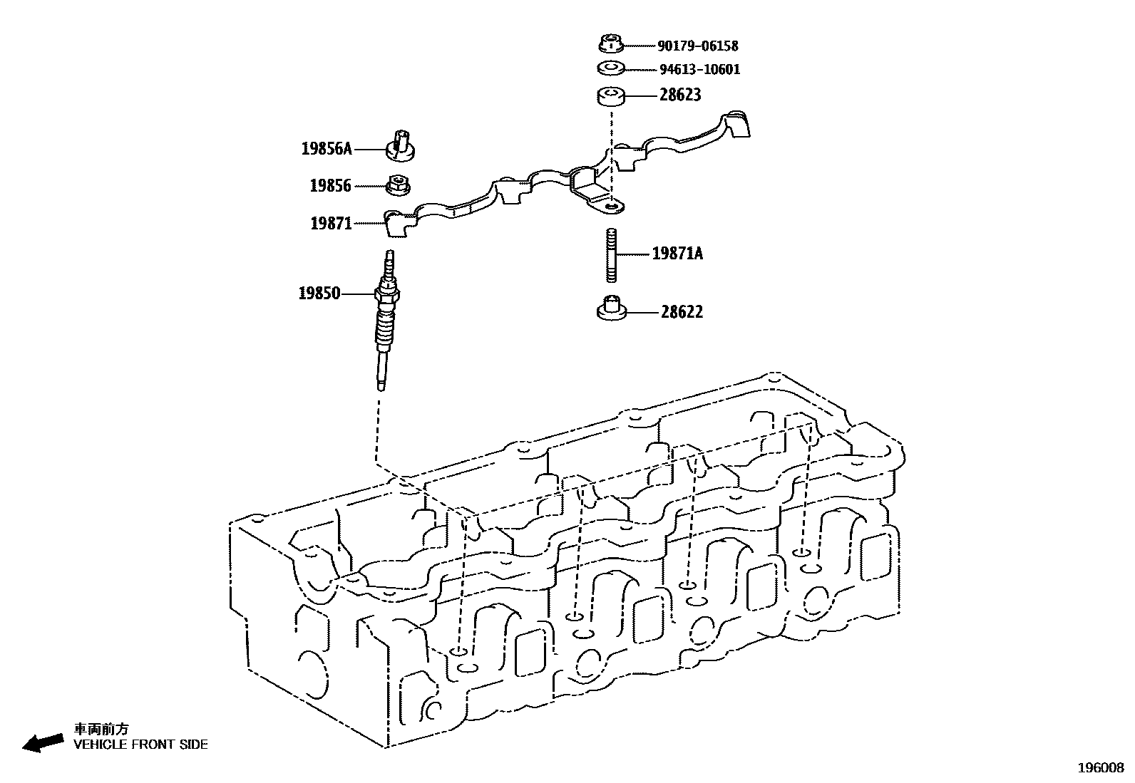 Toyota HILUX 点火线圈和火花塞 /电热塞 EPC diagram — 196008