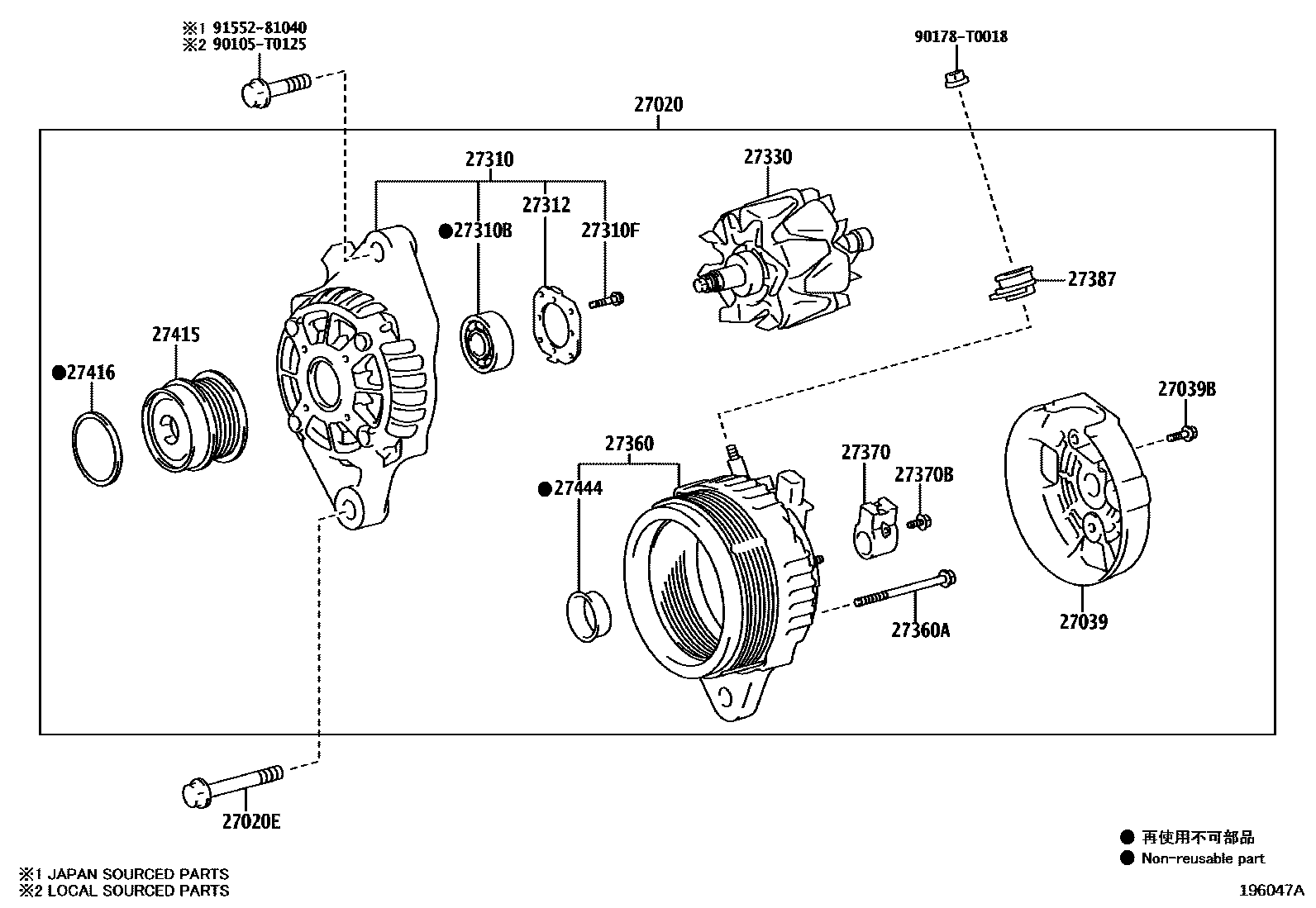Toyota HILUX Alternator EPC diagram — 196047A