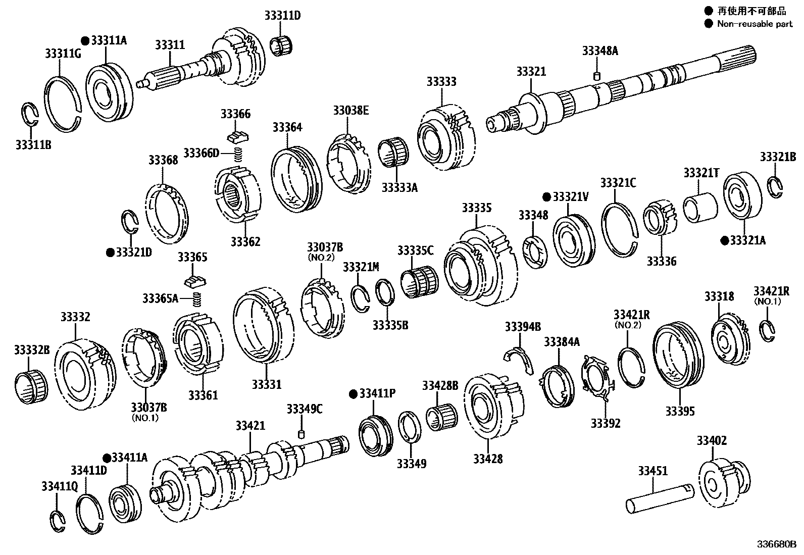 Toyota HILUX 变速器齿轮(MTM) EPC diagram — 336680B