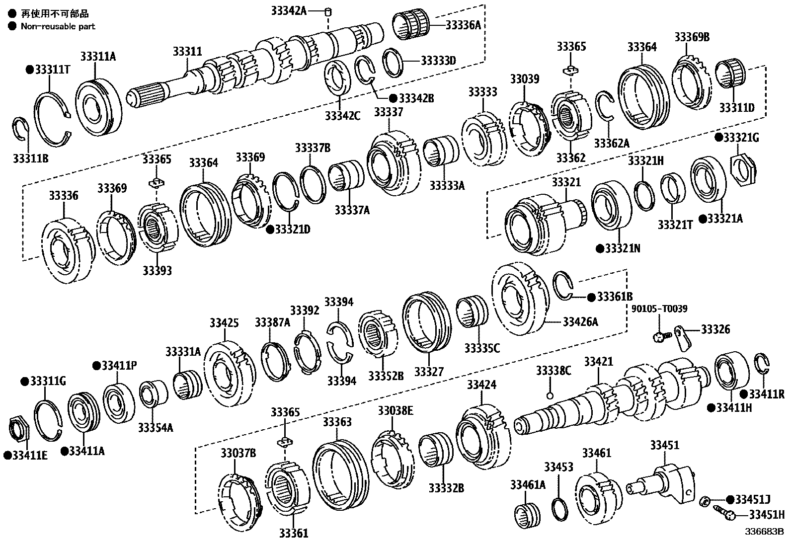 Toyota HILUX 变速器齿轮(MTM) EPC diagram — 336683B