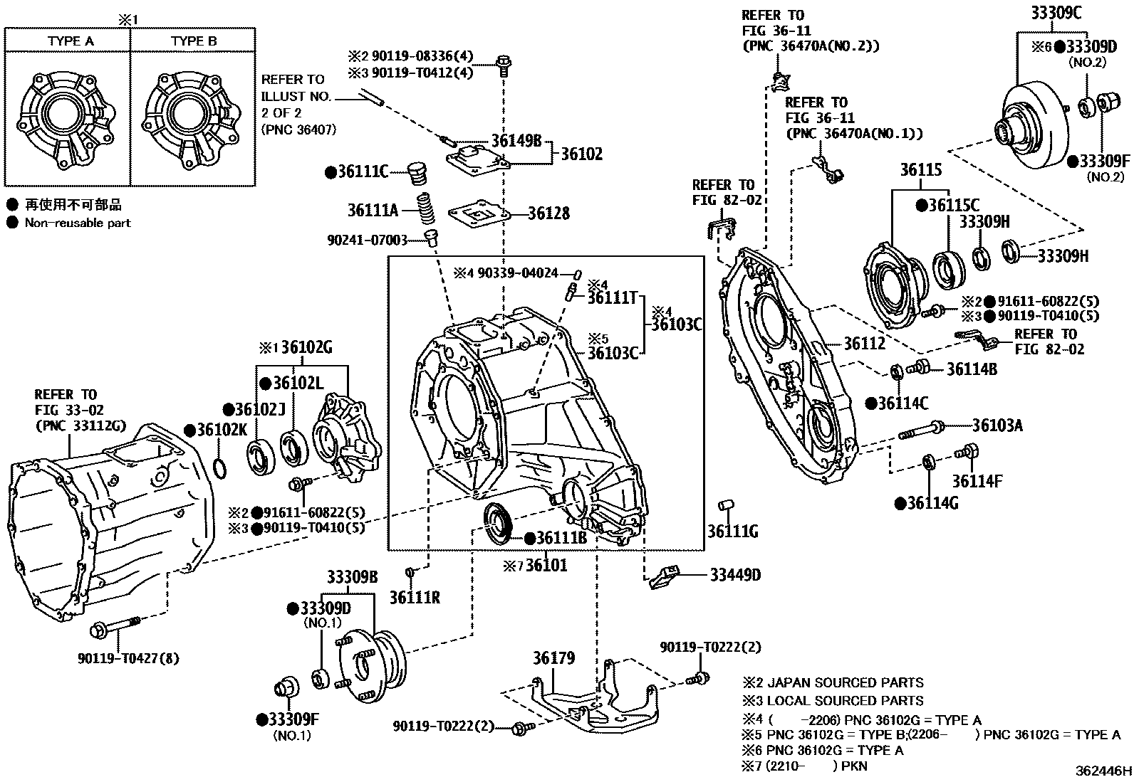 Toyota HILUX Transfer Case & Extension Housing EPC diagram — 362446H