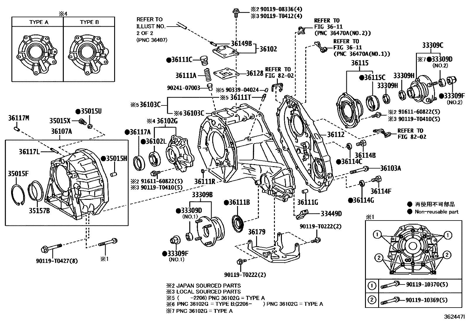 Toyota HILUX Transfer Case & Extension Housing EPC diagram — 362447I