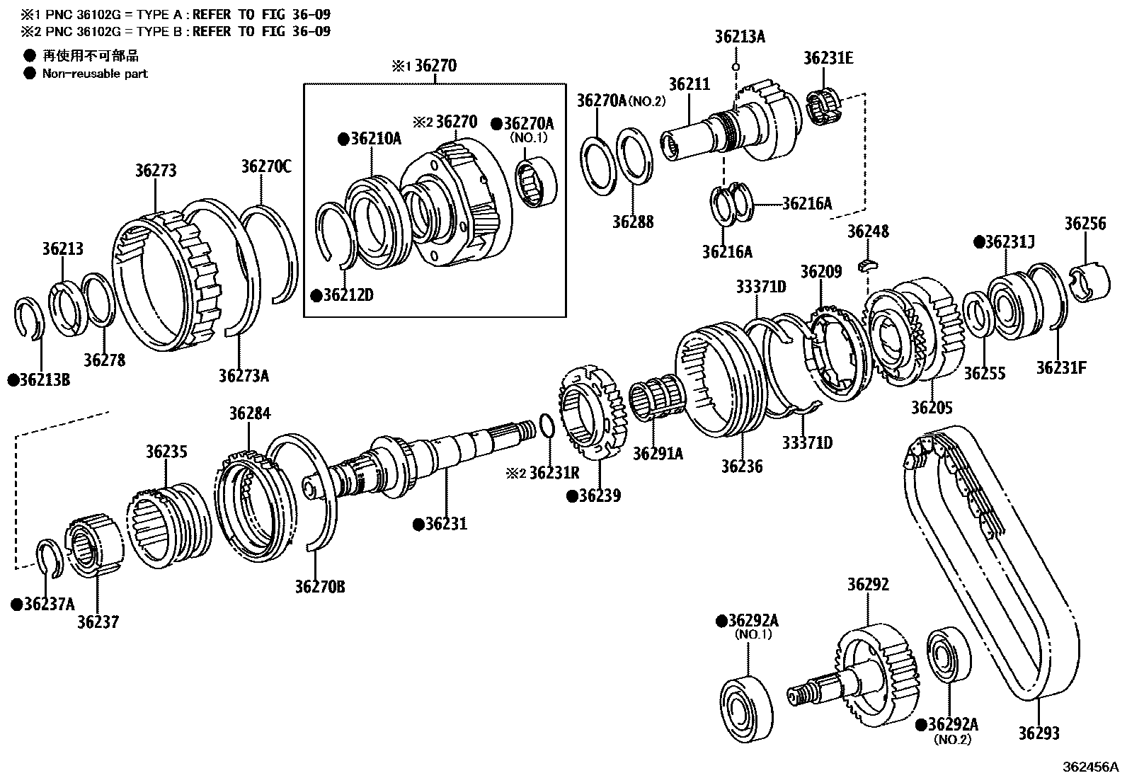 Toyota HILUX Transfer Gear EPC diagram — 362456A