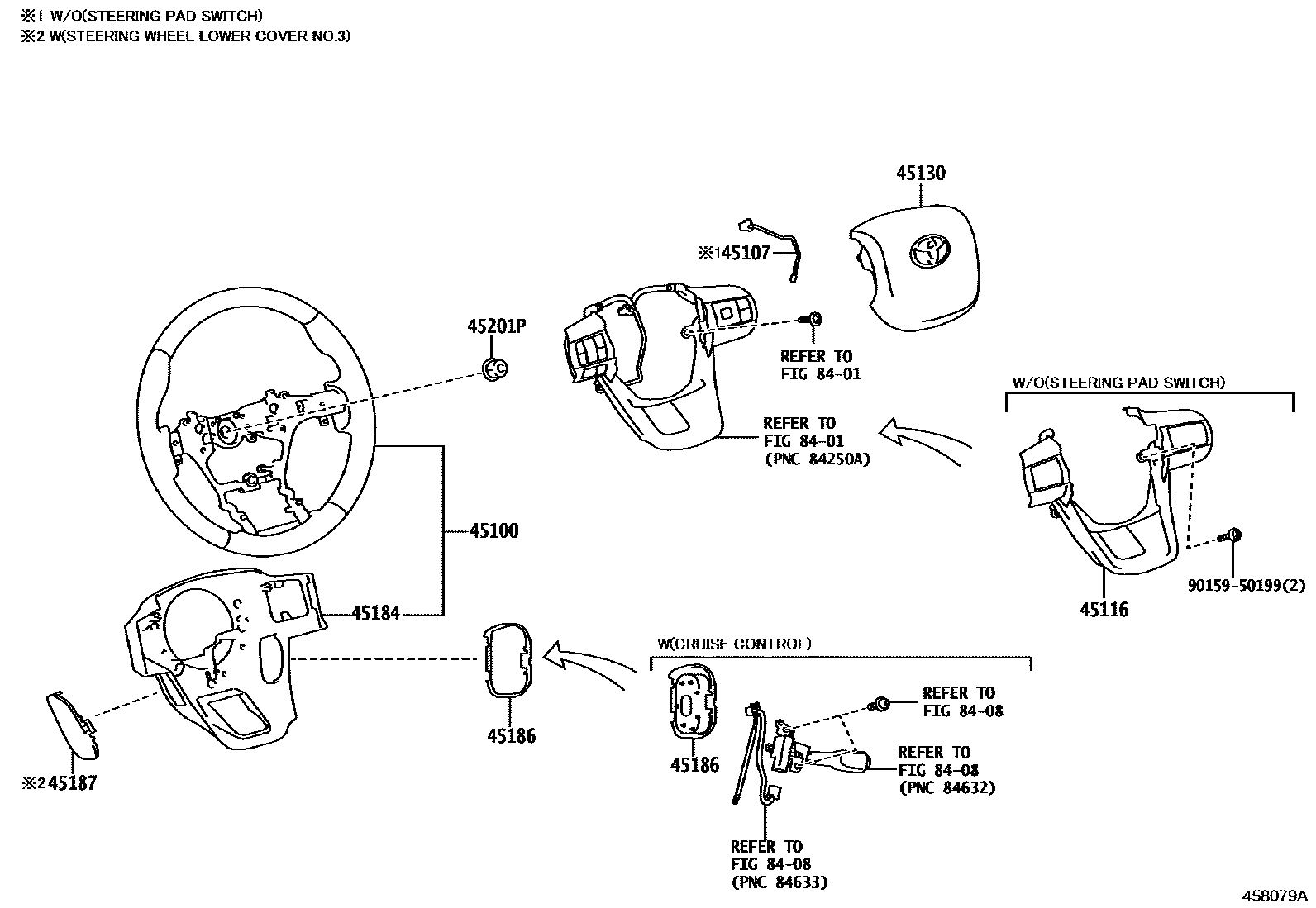 Toyota HILUX Steering Wheel EPC diagram — 458079A
