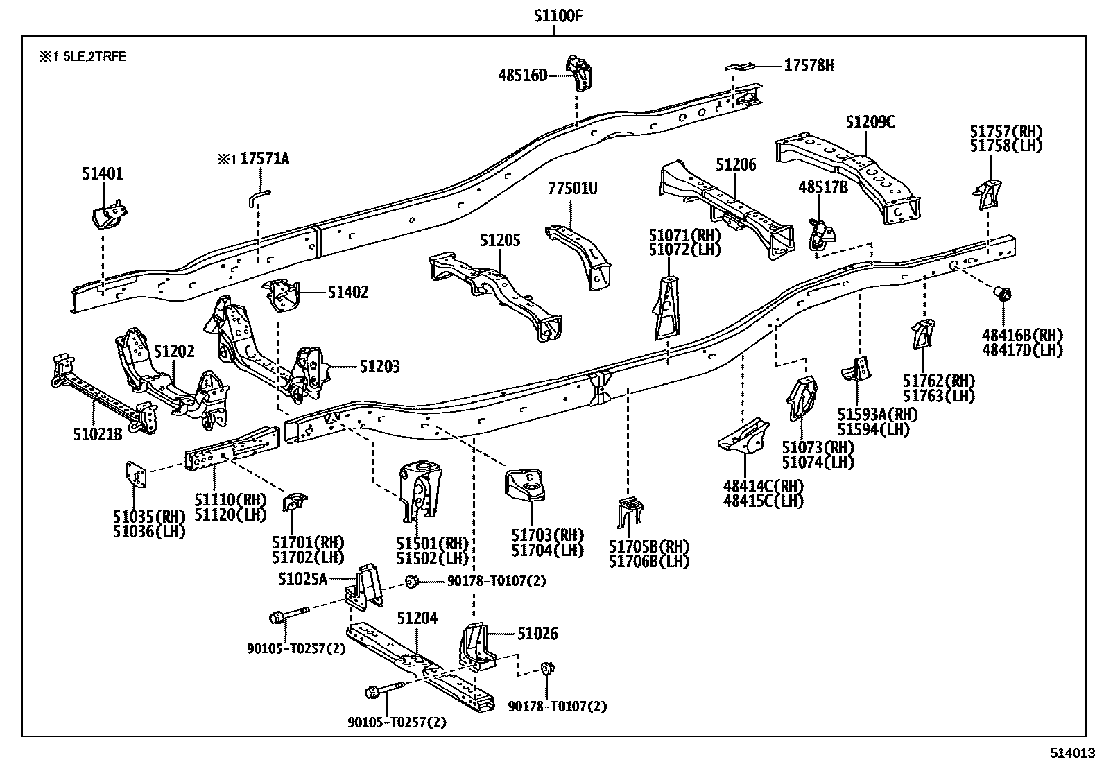 Toyota HILUX 车架 EPC diagram — 514013