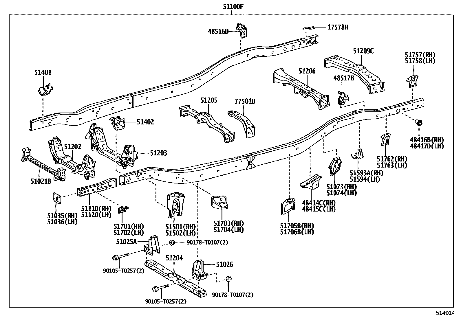 Toyota HILUX 车架 EPC diagram — 514014