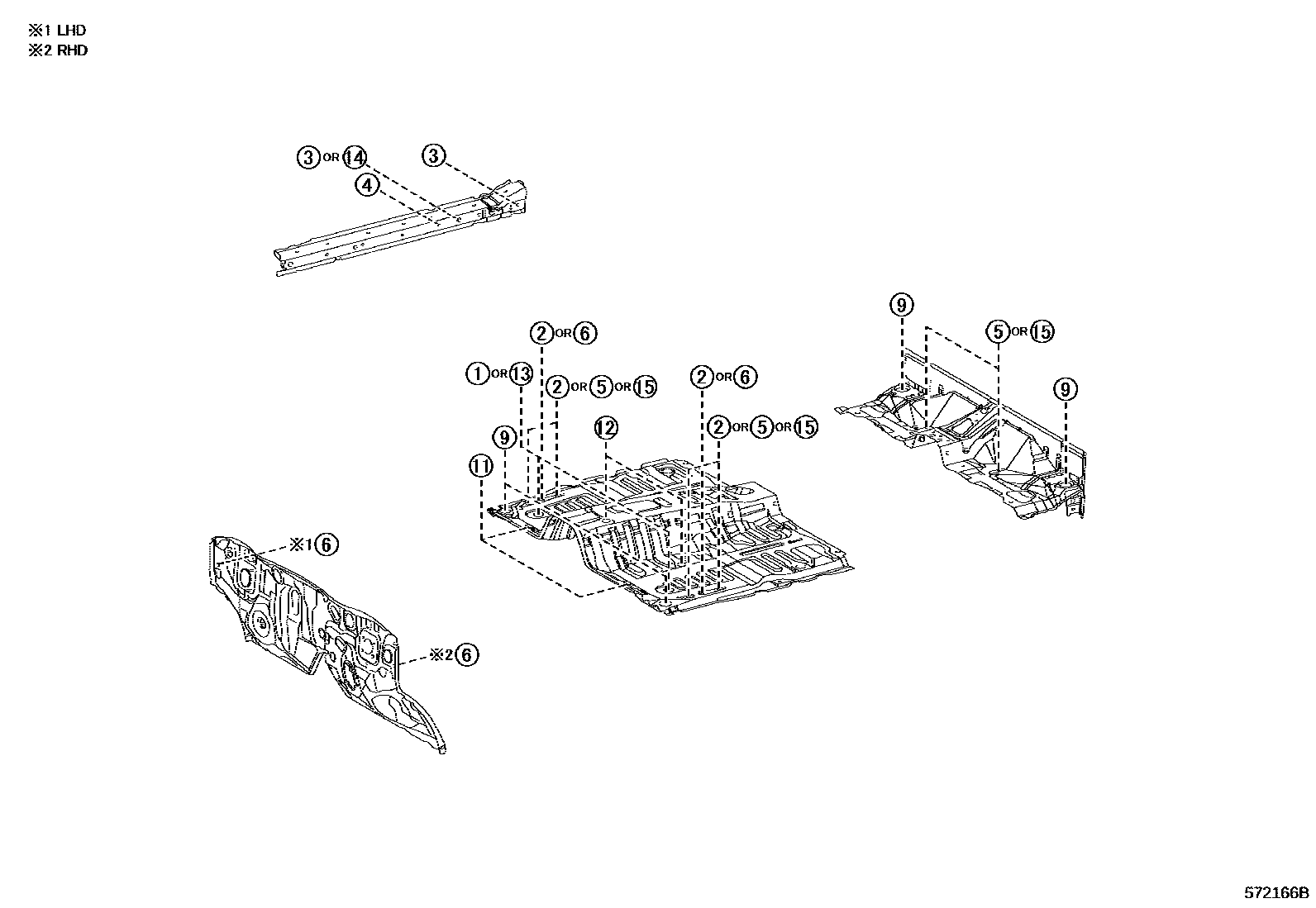 Toyota HILUX hole plug EPC diagram — 572166B