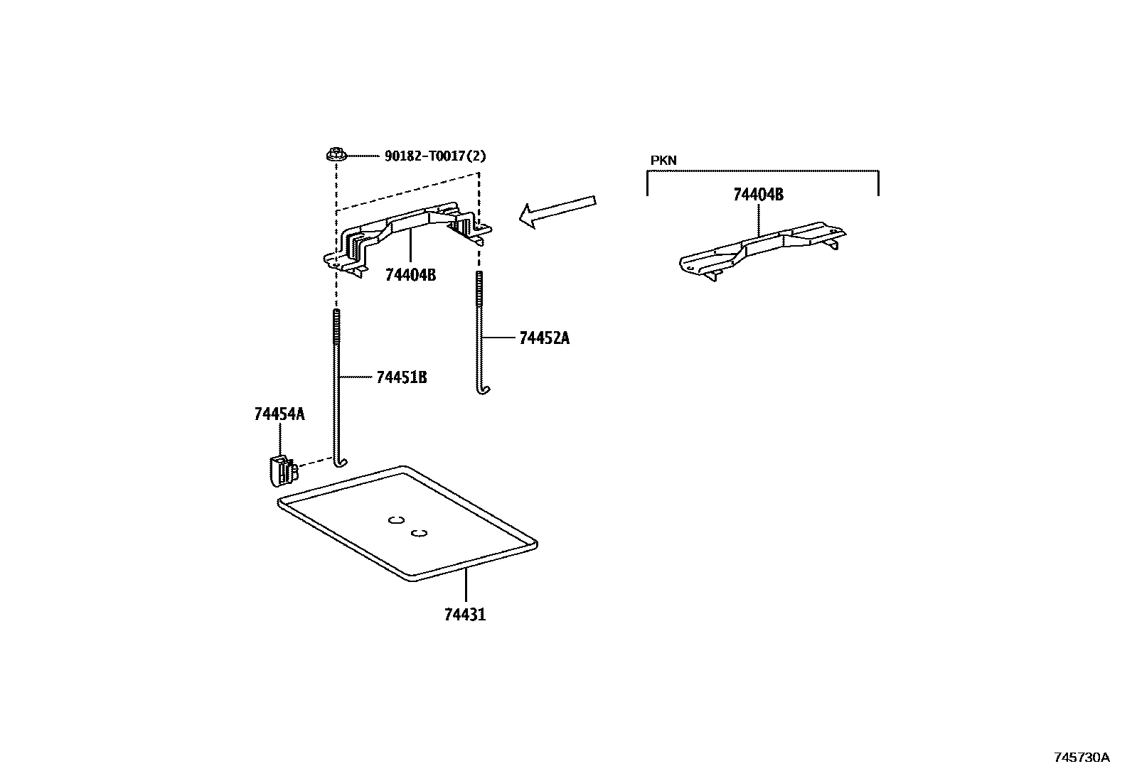 Toyota HILUX battery holder EPC diagram — 745730A