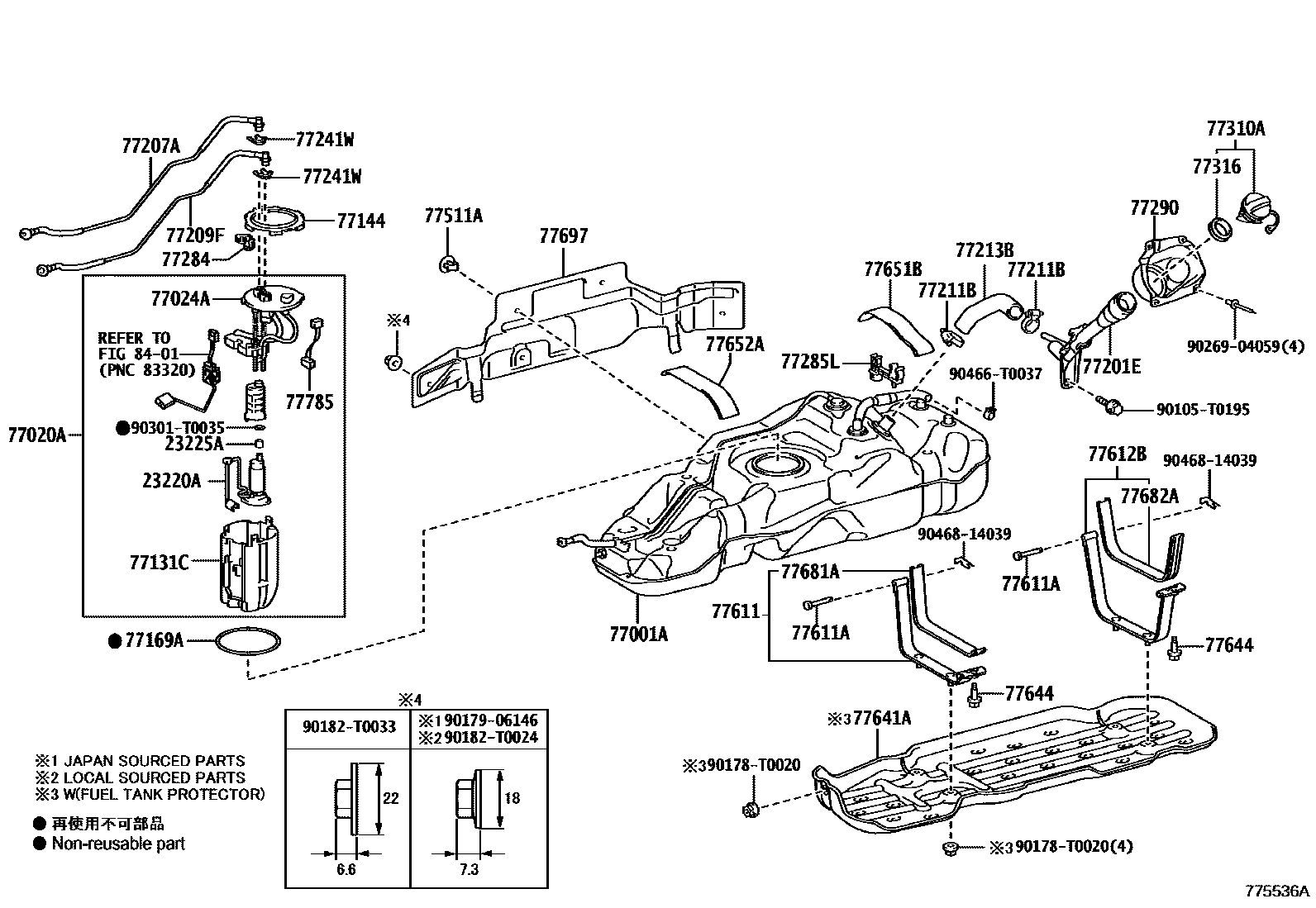 Toyota HILUX 燃油箱和燃油管 EPC diagram — 775536A