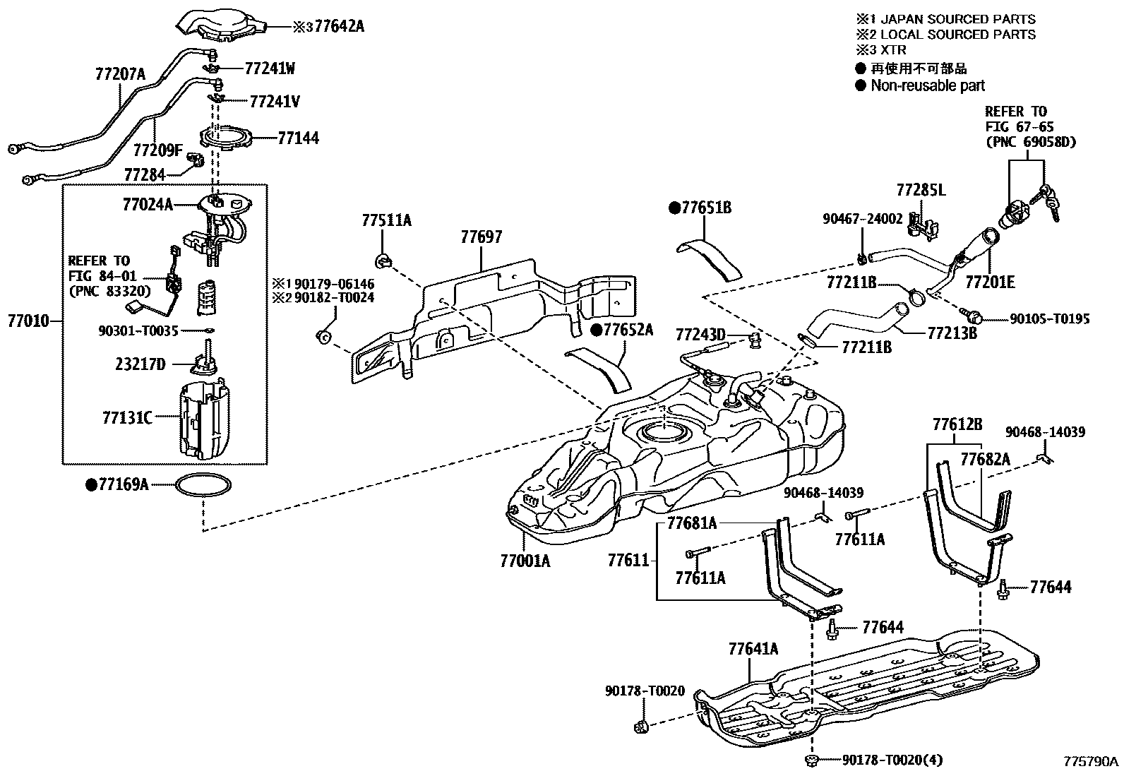Toyota HILUX 燃油箱和燃油管 EPC diagram — 775790A